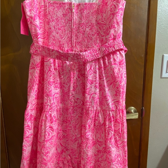 NWOT Lilly Pulitzer McKinnon midi dress pink blossom foxy llama size 14 pockets! - Picture 4 of 6